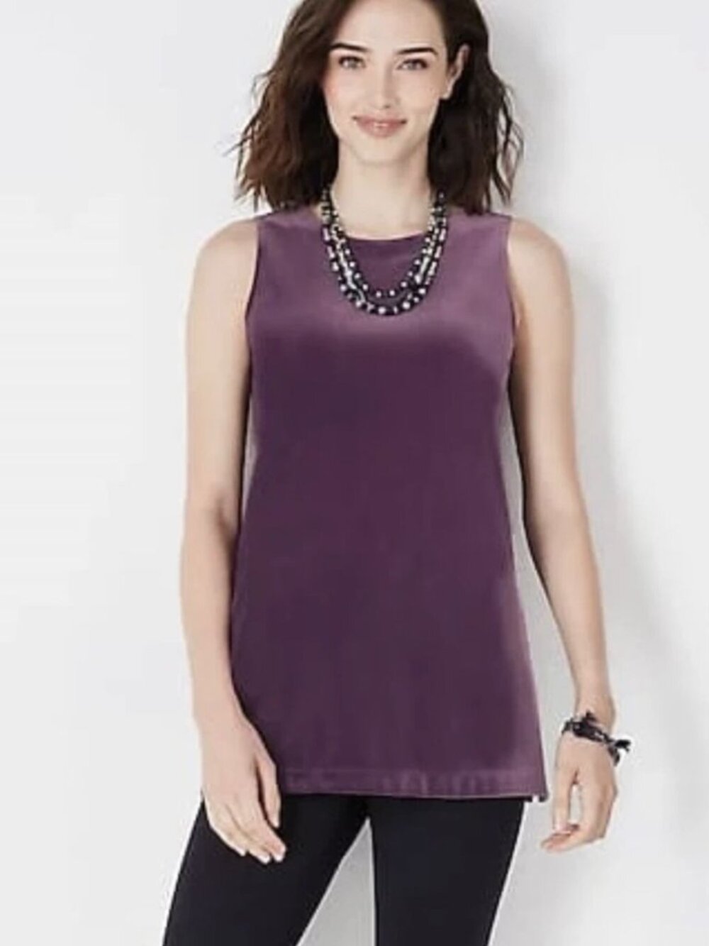 J. Jill J.Jill Wearever Collection Sleeveless Purple Velvet Tank Top Sz Large